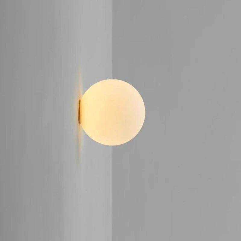 Aditya - Modern White Milk Glass Shade Circular Wall Light