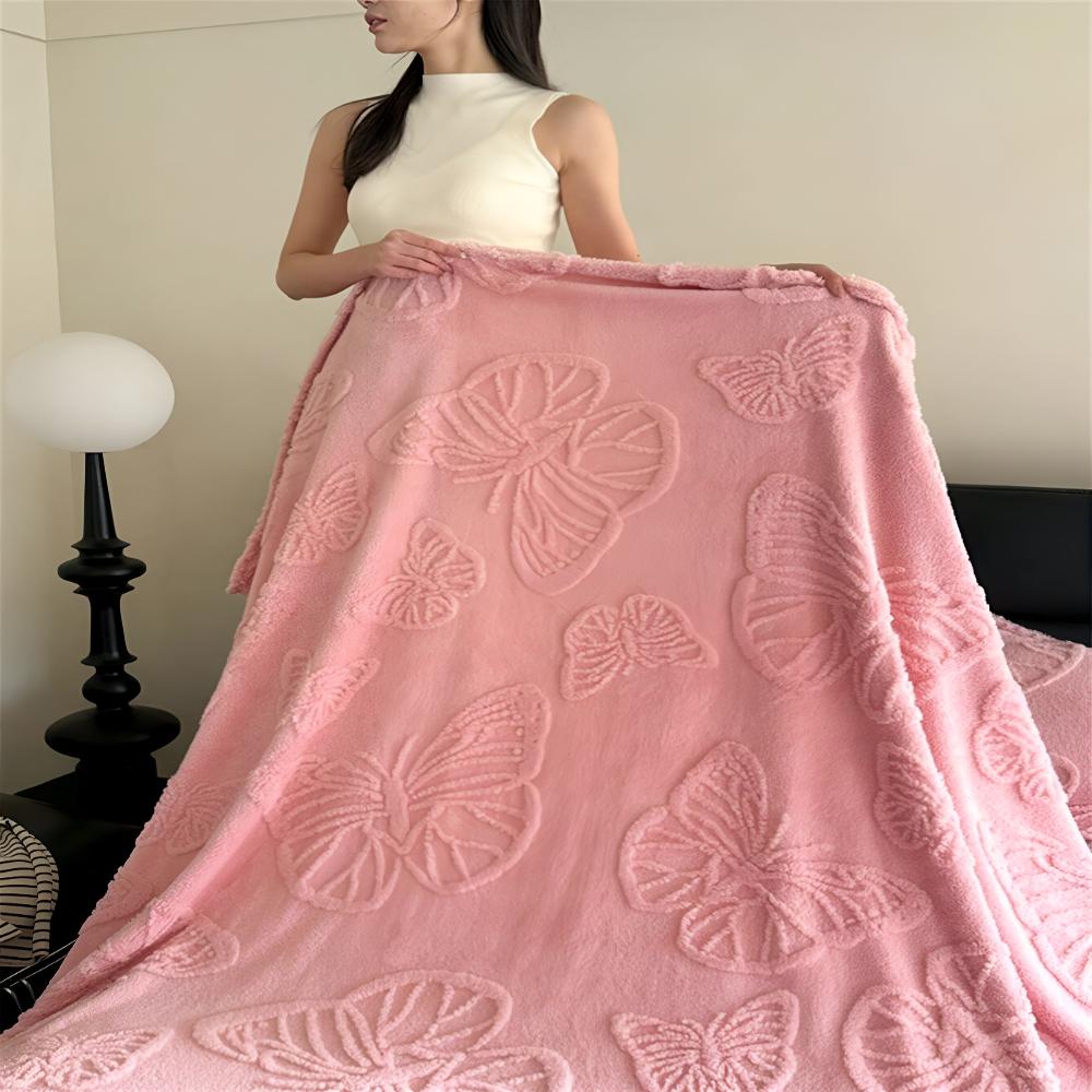 Butterfly Jacquard Flannel Blanket