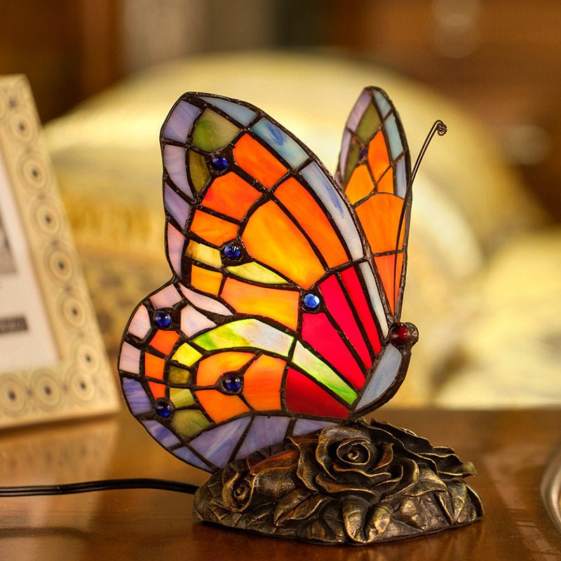 Butterfly Night Table Lamp Tiffany Style Bedroom Bedside Feeding Bar Decoration