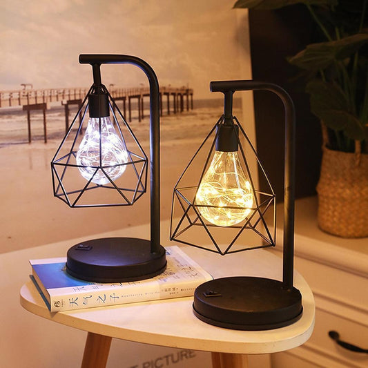 Cordless industrial bedside lamp